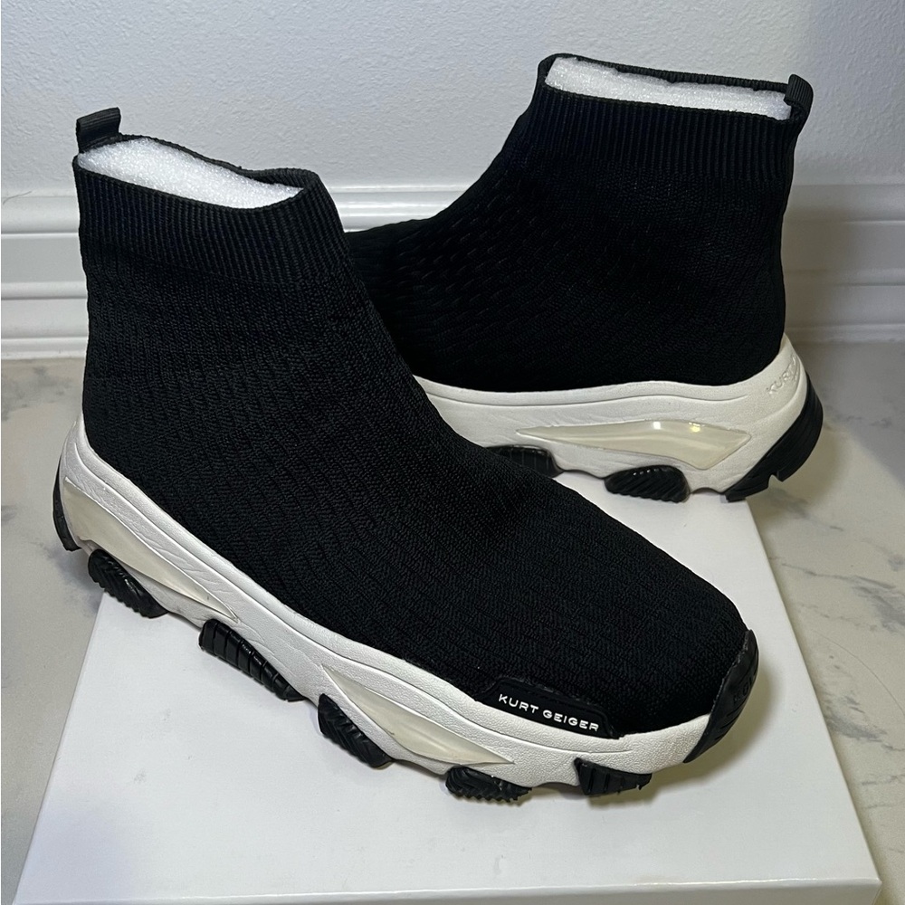 Kurt Geiger Black Knit High-Top Sneakers